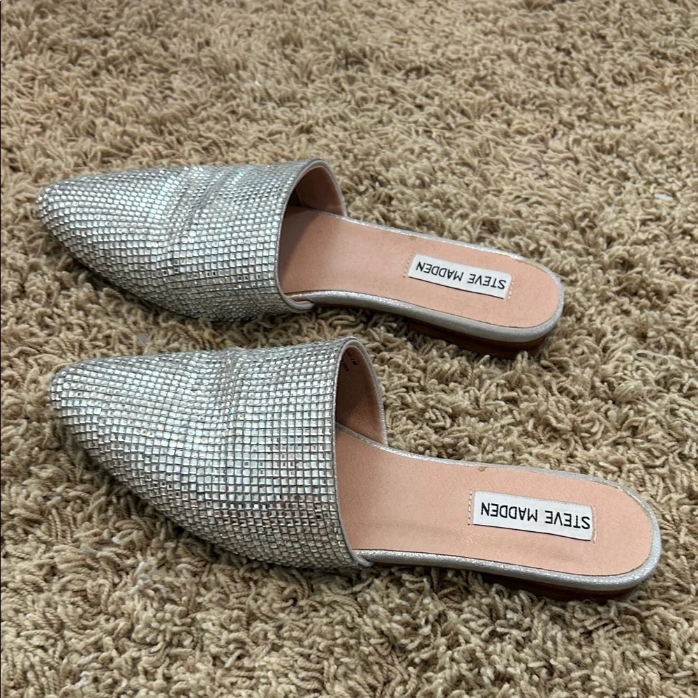 Steve Madden Sparkling Silver Mules Women's Size 8.5 - Picture 5 of 7